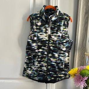 Abstract Print Quilted Puffer Vest by Tangerine